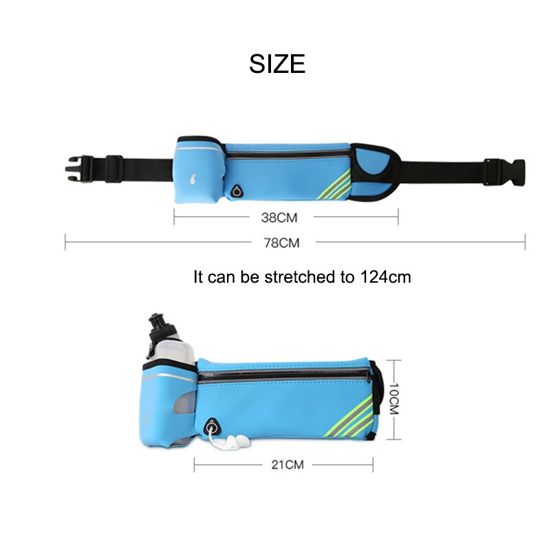 Waterproof Running Waist Belt Bag with Phone and Water Holder - Sports Fanny Pack for Women and Men Hiking Waist Bag