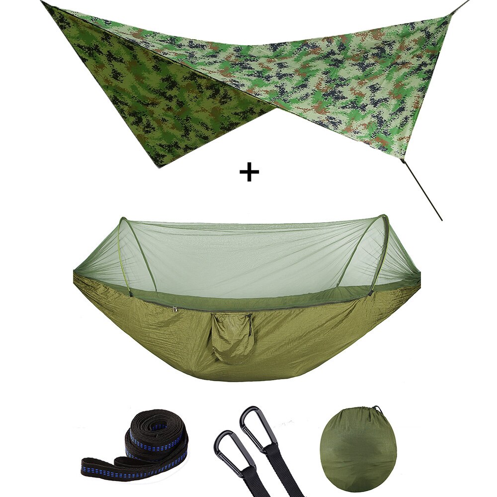 Mosquito Net Hammock Tent With Quick Zip Opening And Waterproof Canopy Awning Set Portable Pop-Up Sleeping For Camping & Hiking