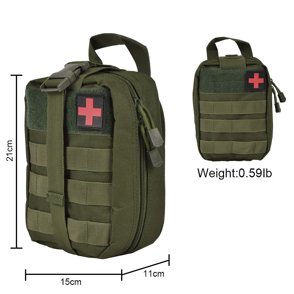 Multi-Purpose First Aid Kit Pouch For Carrying Emergency Supplies For Camping Hiking Backpacking Highly Durable 900D Nylon With Molle Webbing