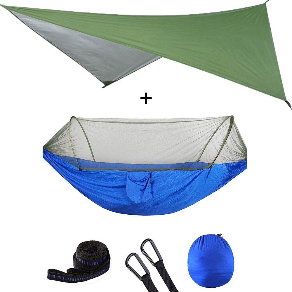 Mosquito Net Hammock Tent With Quick Zip Opening And Waterproof Canopy Awning Set Portable Pop-Up Sleeping For Camping & Hiking