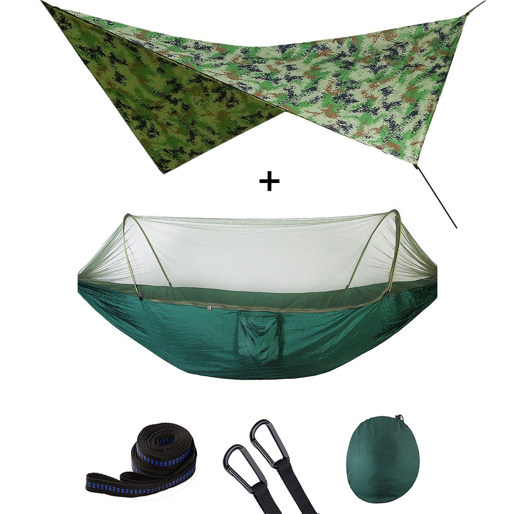 Mosquito Net Hammock Tent With Quick Zip Opening And Waterproof Canopy Awning Set Portable Pop-Up Sleeping For Camping & Hiking