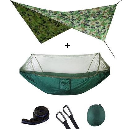 Mosquito Net Hammock Tent With Quick Zip Opening And Waterproof Canopy Awning Set Portable Pop-Up Sleeping For Camping & Hiking