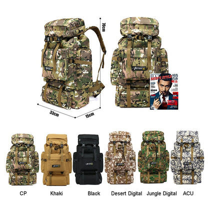 Large Capacity 70L Military Tactical Camo Backpack with and Molle System for Hiking and Travel