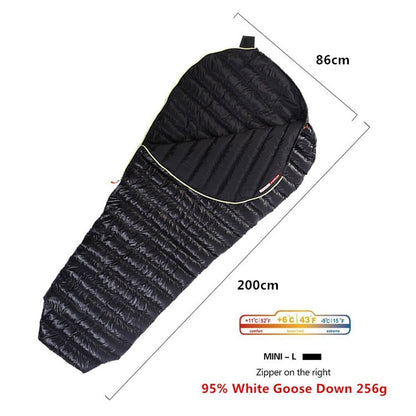 Ultralight 3 Season Sleeping Bag Goose Down Mummy Shape Cold Weather Sleeping Bag For Spring, Autumn & Winter