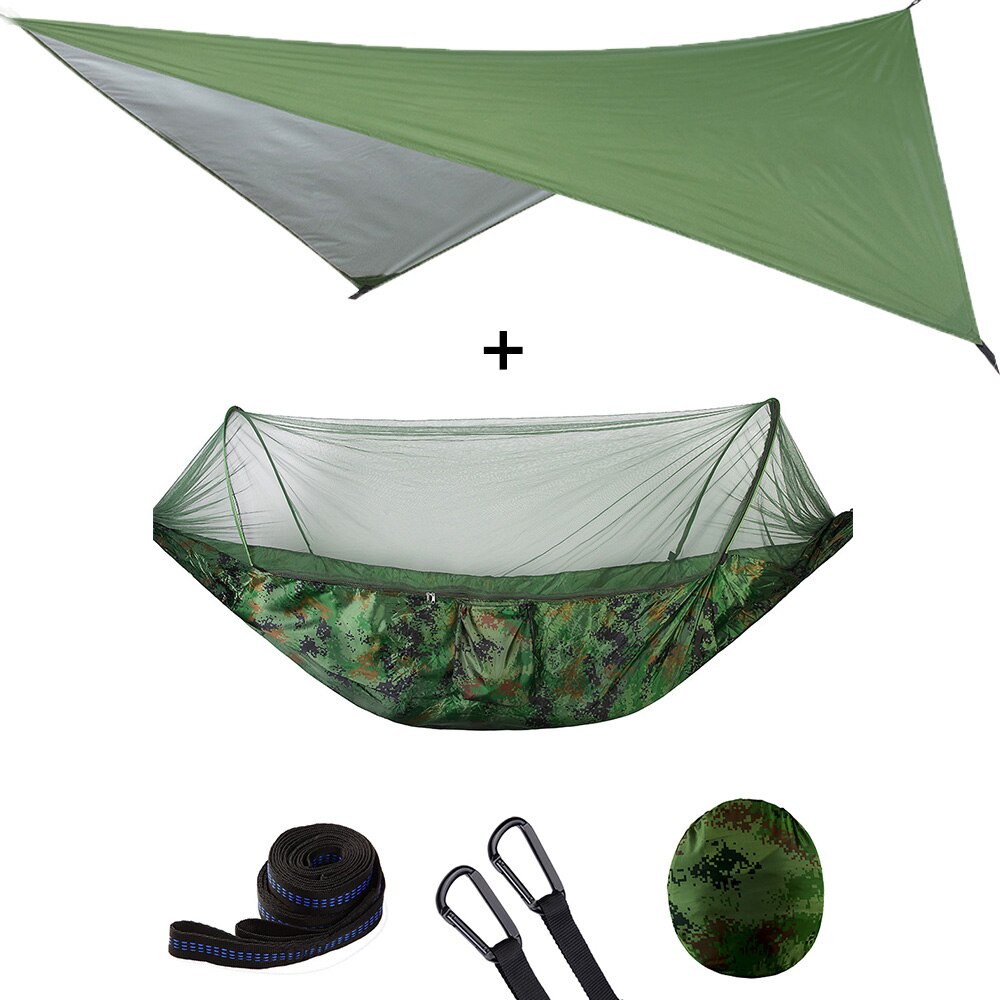 Mosquito Net Hammock Tent With Quick Zip Opening And Waterproof Canopy Awning Set Portable Pop-Up Sleeping For Camping & Hiking