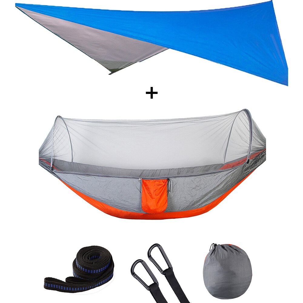 Mosquito Net Hammock Tent With Quick Zip Opening And Waterproof Canopy Awning Set Portable Pop-Up Sleeping For Camping & Hiking