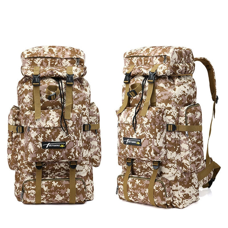 Large Capacity 70L Military Tactical Camo Backpack with and Molle System for Hiking and Travel