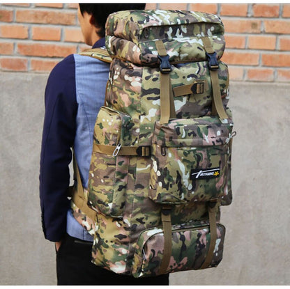 Large Capacity 70L Military Tactical Camo Backpack with and Molle System for Hiking and Travel