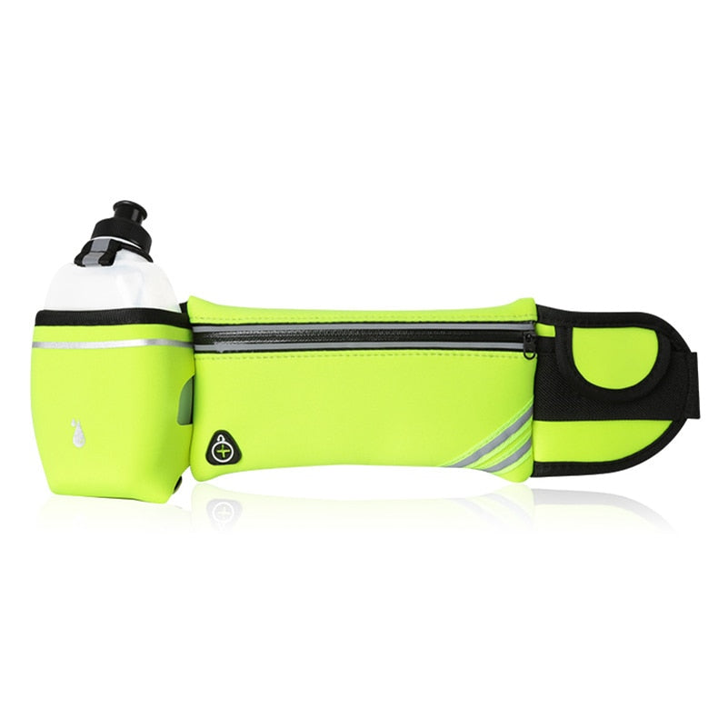 Waterproof Running Waist Belt Bag with Phone and Water Holder - Sports Fanny Pack for Women and Men Hiking Waist Bag