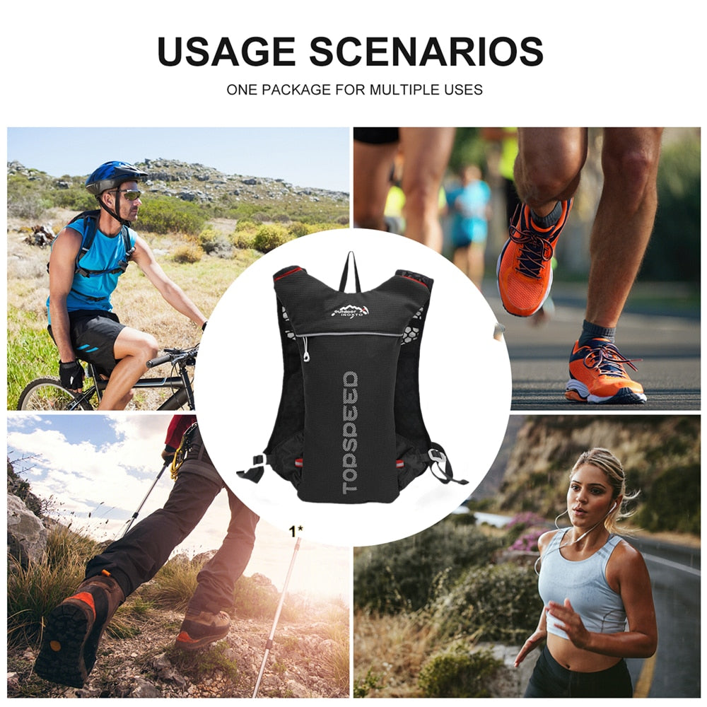 Ultralight Trail Running 5L Backpack Hydration Vest For Running, Hiking, Cycling, Multi-Compartments With Optional 1.5/2L Bladder Bag