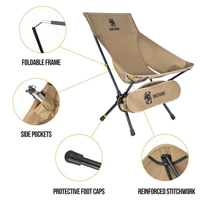 High Back Camping Chair For Fishing Trekking BBQ Parties Gardening Home & Travel