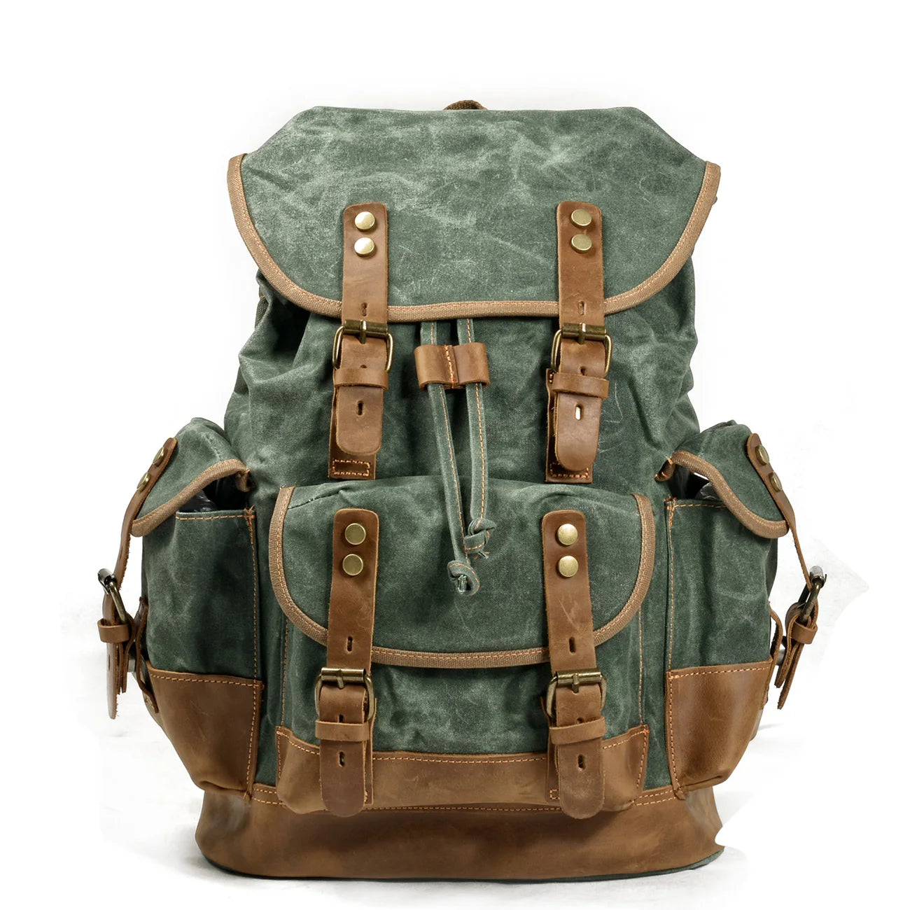 Vintage Waxed Canvas Backpack Unisex Daypack Waterproof Mountaineering Laptop Travel Pack Rucksack For Hiking Travellers Students & Daytrippers