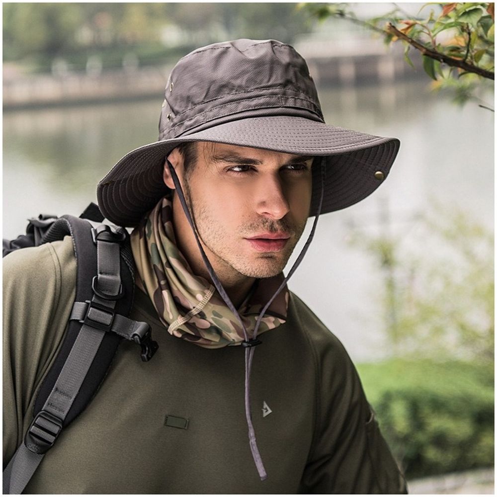 Outdoor Safari Hat Wide Brimmed Lightweight Unisex Summer Boonie Hat Anti-UV Sunshade Headwear For Hiking Backpacking 3 Season Travel Gear