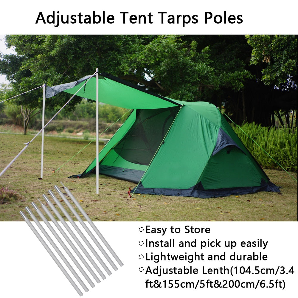 Adjustable Tent Awning Poles For Camping Tarps Canopies etc Lightweight Aluminum Tarp Support Rods with Storage Bag