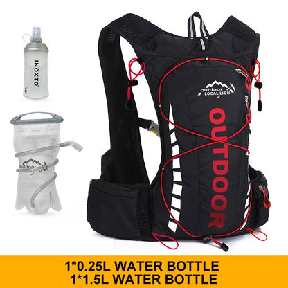 Unisex Hiking Cycling Running Backpack Waterproof 8L 250ml Water Bottle 1.5L Hydration