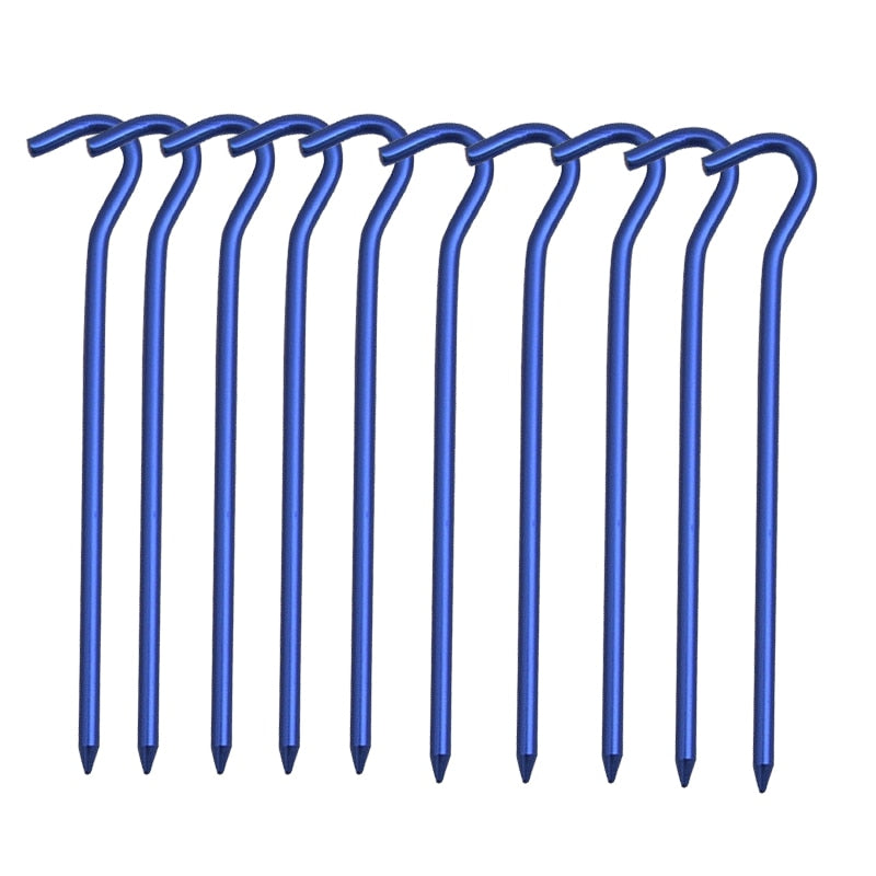 10pcs/set Lightweight Alloy Tent Pegs For Camping Hiking Tents Groundsheet Awning Tarp Guy Rope Hooks 18cm/piece