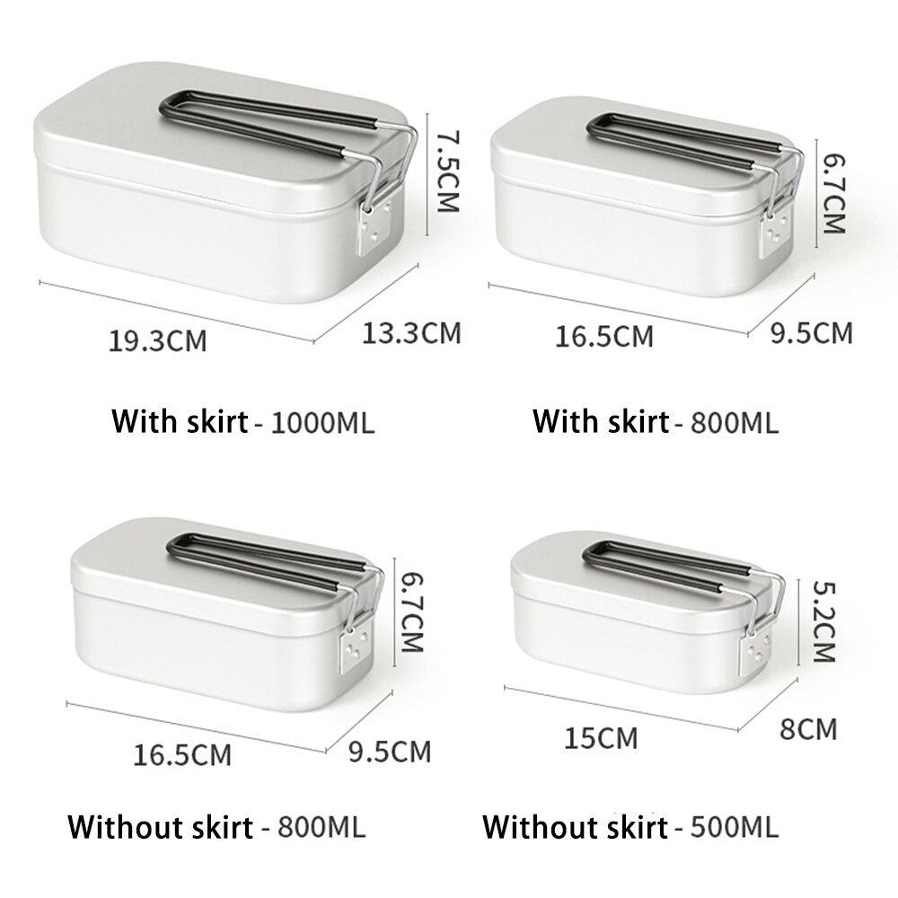 Portable Aluminum Solo Camping Outdoor Cooking Box Lunch Box Lightweight Cookware Tableware For Outdoor Travel