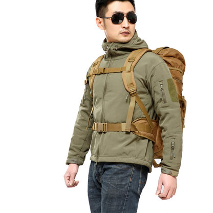 Khaki Tactical Camo Backpack 50L Capacity and Molle System for Mountaineering, Climbing, Hiking, and Travel