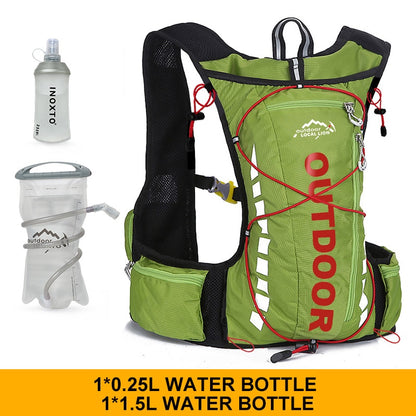 Unisex Hiking Cycling Running Backpack Waterproof 8L 250ml Water Bottle 1.5L Hydration