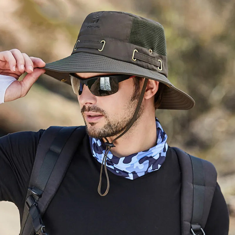 Men's Lightweight Boonie Hat For Camping Hiking Angling Backpacking Headgear Breathable Mesh Unisex Wide Brim Bucket Hat 