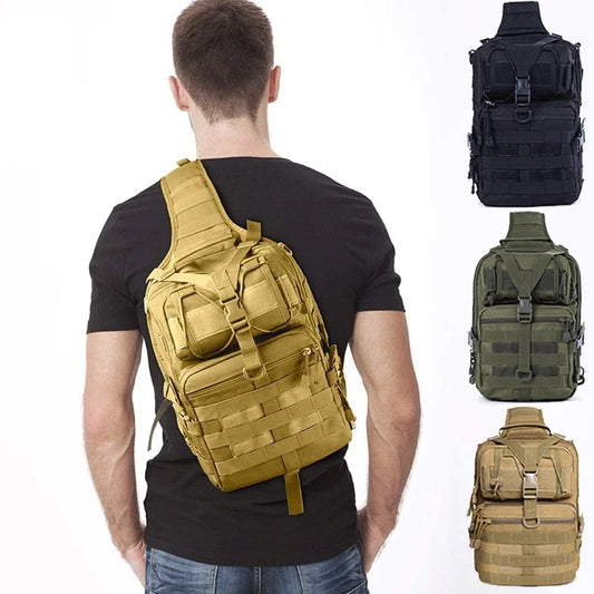 Molle Sling Backpack Shoulder Bag Rucksack Day Pack For Hiking Running Camping Hunting Large Capacity 600D Nylon Adventure Backpack