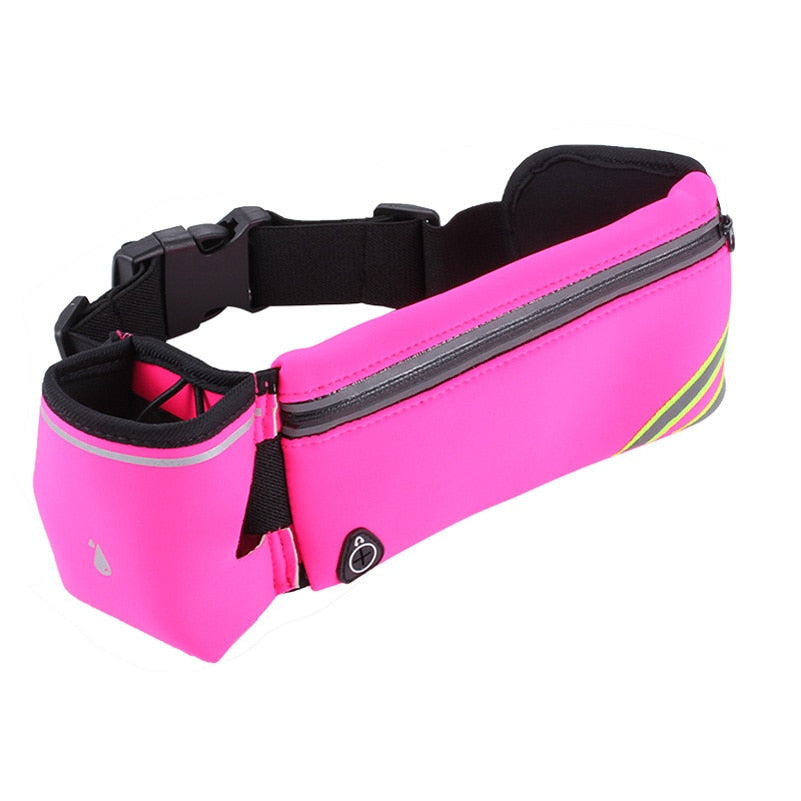 Waterproof Running Waist Belt Bag with Phone and Water Holder - Sports Fanny Pack for Women and Men Hiking Waist Bag