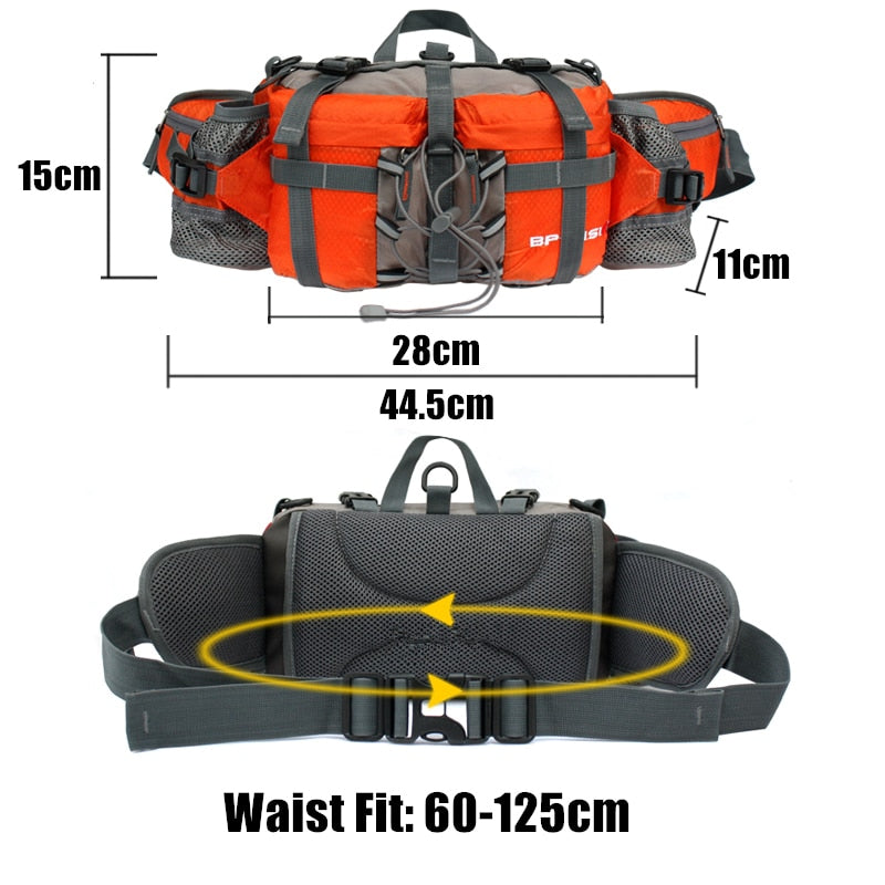 Multi-Compartment Trekking Waist Bag For Camping Hiking EDC Cycling Pack Running Water Bottle Pack