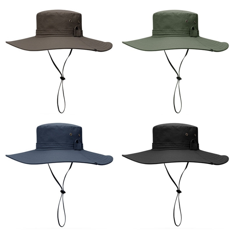 Wider Brim Safari Hat Increased Sun Protection Boonie Hat For Hiking Fishing Camping Backpacking Anti-UV Outdoor Headgear