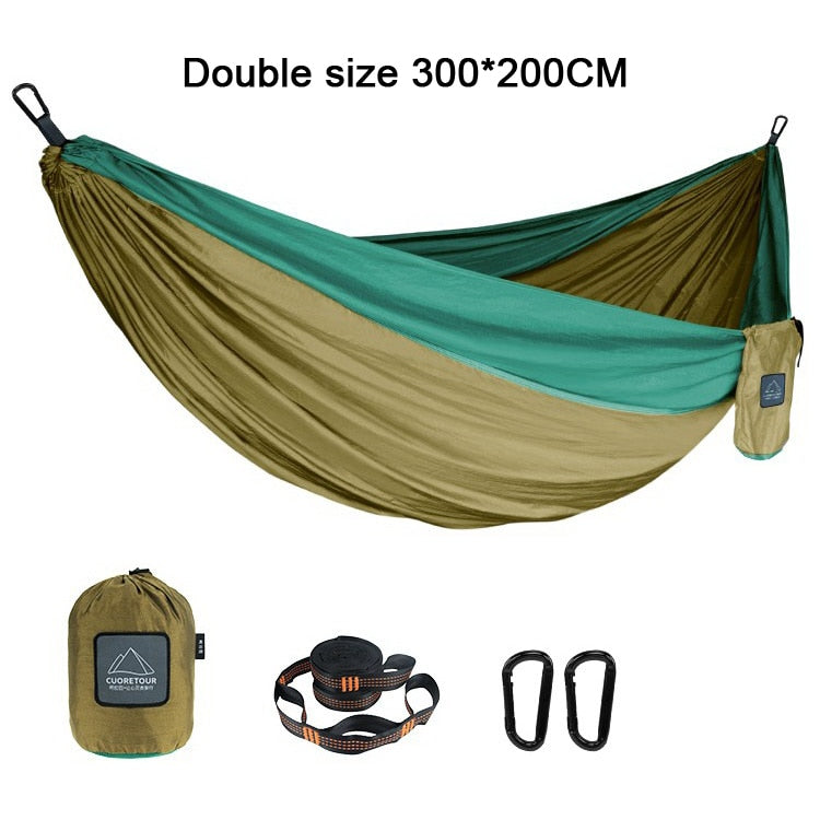 210T Parachute Nylon Portable Hammock For Camping Hiking Garden Outdoor Sleeping Single Double Size Hammock