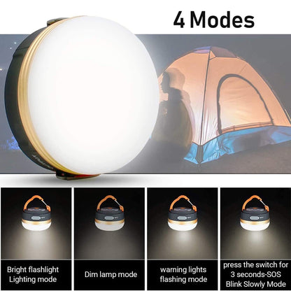 Portable 10W LED Camping Lantern with USB Rechargeable Battery and 3 Lighting Modes for Travel, Hiking and Emergency