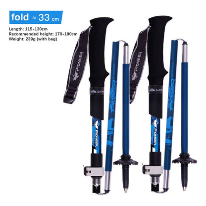 Set of 2 Trekking Poles Ultra Light Carbon Fiber & Aluminum Foldable Hiking Poles Collapsible 5 Sections, Rubber Grip Handle