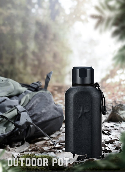 450ml Rugged Thermos Vacuum Flask - A Mini and Portable Insulated Stainless Steel Flask for Travel, Sports and Hiking