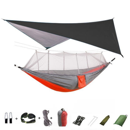 3-in-1 Wild Camping Hammock Set with Hammock, Mosquito Net and Rain Fly Tarp