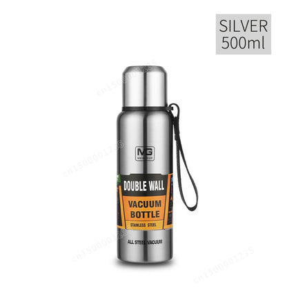 Large Capacity 1.5L Insulated Stainless Steel Thermos Flask Water Bottle For Tea Coffee - For Hiking, Cycling, Trekking & Travel 