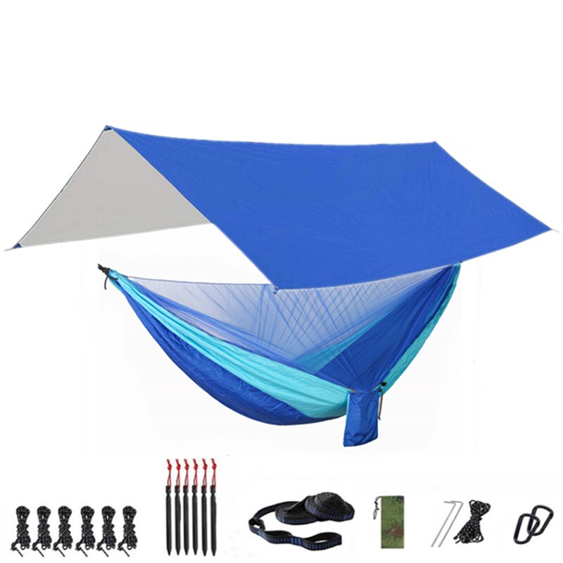 Camping Hammock with Mosquito Net and Rainfly Tarp - 300X300cm Portable Waterproof UV Protection Canopy Hammock