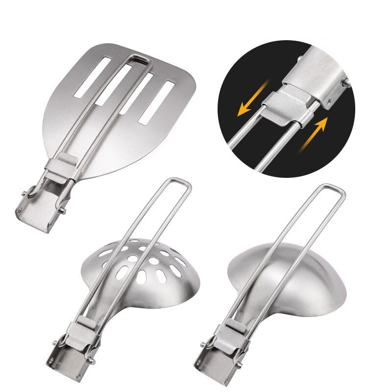 Stainless Steel Camping Cooking Utensils - 7 Folding Tools For Hiking Camping Expedition Outdoor Cooking