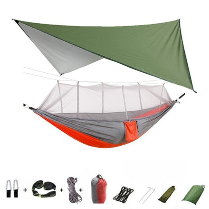 3-in-1 Wild Camping Hammock Set with Hammock, Mosquito Net and Rain Fly Tarp