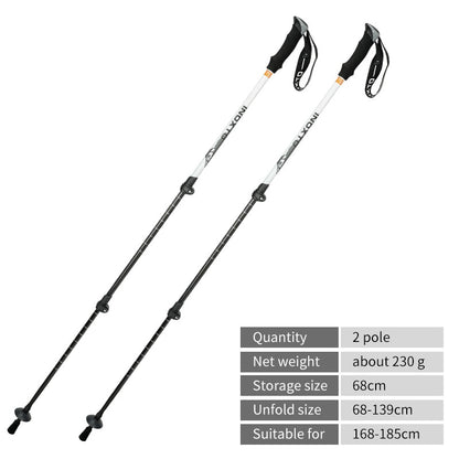 Lightweight Carbon Fiber Trekking Poles Collapsible Telescopic Walking Sticks For Hiking, Climbing - Length 68-139cm