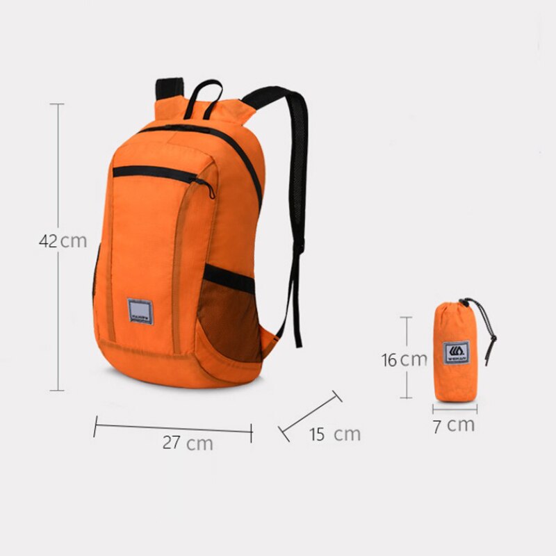 18L Ultra Portable Packable Travel Backpack Folding Ultralight Daypack Rucksack For Packing Into Suitcase + Carry Pouch