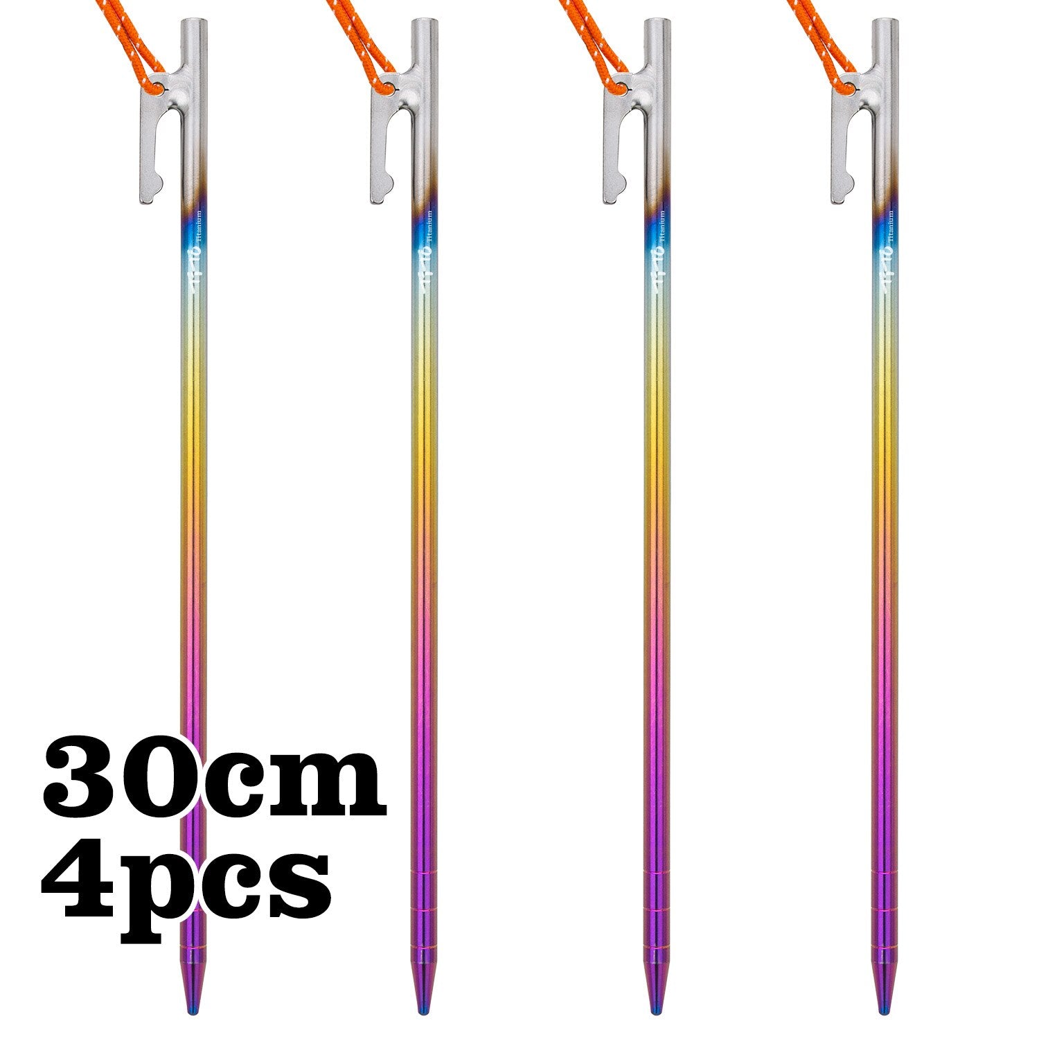 Ultralight Titanium Alloy Gradient Tent Pegs For Camping, Awnings, Premium Tarp Stakes For Hard Ground  20-40 cm