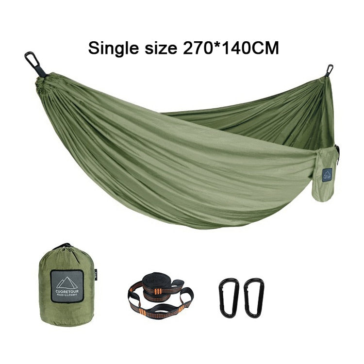 210T Parachute Nylon Portable Hammock For Camping Hiking Garden Outdoor Sleeping Single Double Size Hammock