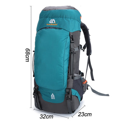 Large Capacity 65L Camping Backpack For Hiking Climbing Trekking Cross County Backpacking - With Rain Cover & Scalable Storage Space