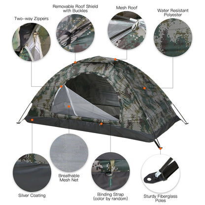 Ultralight Camping Tent Anti-UV Coated Beach Tent Shelter Bivvy Portable Single Double Person Tent For Hiking Sleeping Outdoors