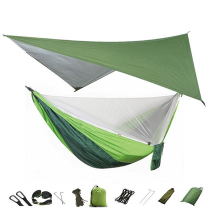 Lightweight Portable Travel Hammock With Mosquito Net + Canopy Awning 210T Nylon For Camping Hiking Backpacking