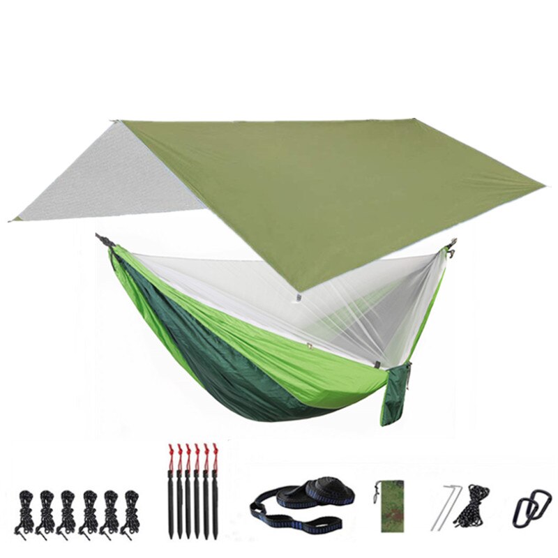 Camping Hammock with Mosquito Net and Rainfly Tarp - 300X300cm Portable Waterproof UV Protection Canopy Hammock