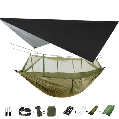 3-in-1 Wild Camping Hammock Set with Hammock, Mosquito Net and Rain Fly Tarp