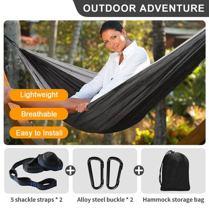 Portable Lightweight 210T Parachute Nylon Hammock for Camping Hiking Travel Adventure - Single Size 220x90cm