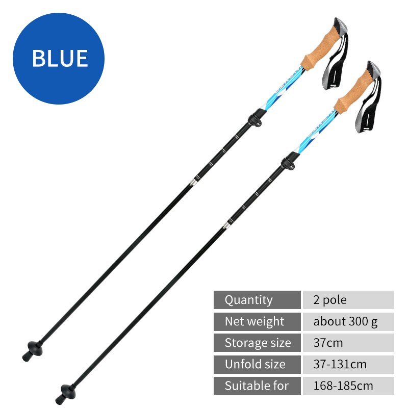 Telescopic Collapsible Trekking Poles Nordic Walking Sticks For Trekking Hiking - Foldable For Easy Storage In Backpack