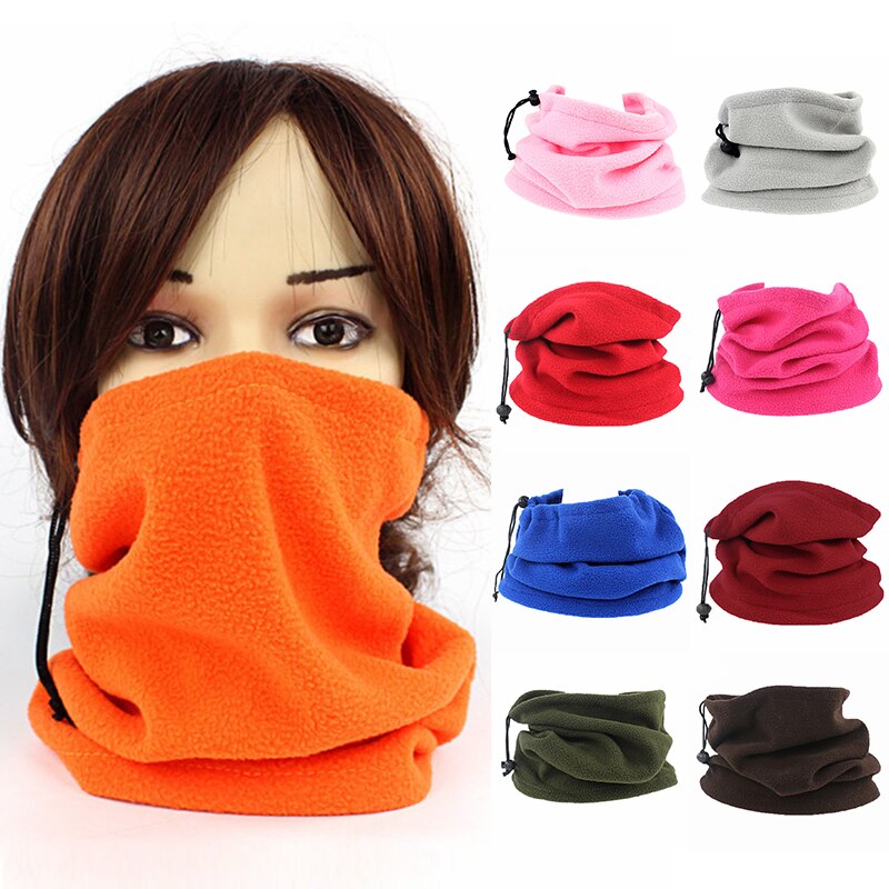 Unisex Warm Fleece Neck Gaiter Windproof Face & Neck Winter Scarf With Drawstring For Hiking Walking Headwear For Winter Sports