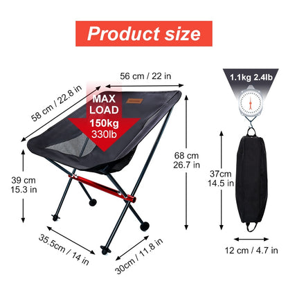 Ultralight Folding Travel Chair Detachable Portable Moon Chair For Hiking Camping Fishing